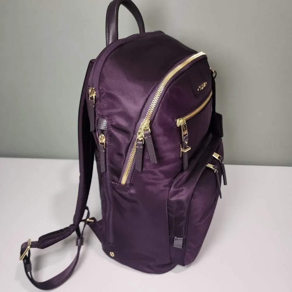 NWT Tumi Voyageur HARRIET 14.25” Nylon Laptop Backpack Black Berry Purple